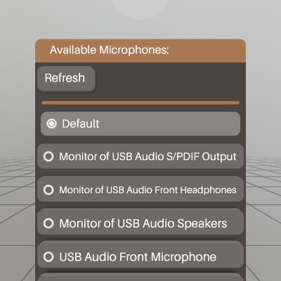 Microphone device selection window