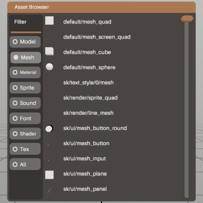 An overly simple asset browser window